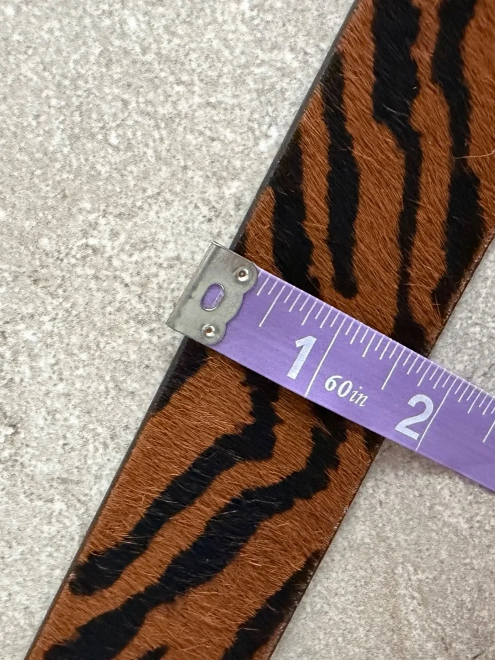 White House Black Market Leather Pony Hair Zebra Belt Size Med